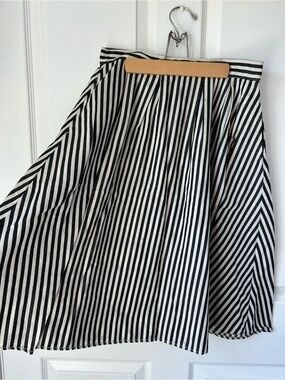 life in progress Black and White Striped Circle Skirt